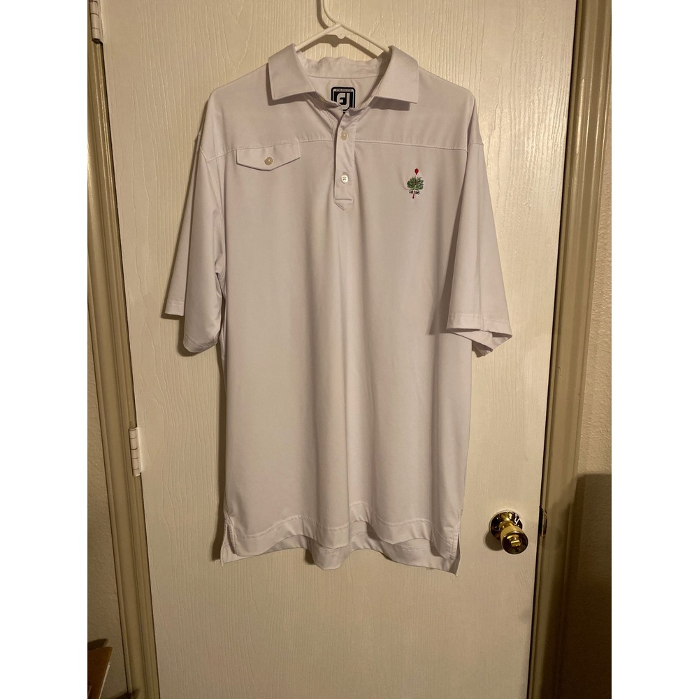 FootJoy Mens XL AthleticFit Golf Polo Shirt White Merion GolfClub 1896 Logo 0530